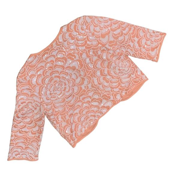 Bob Mackie wearable art peach sequined cardigan woman’s size small - Picture 2 of 8